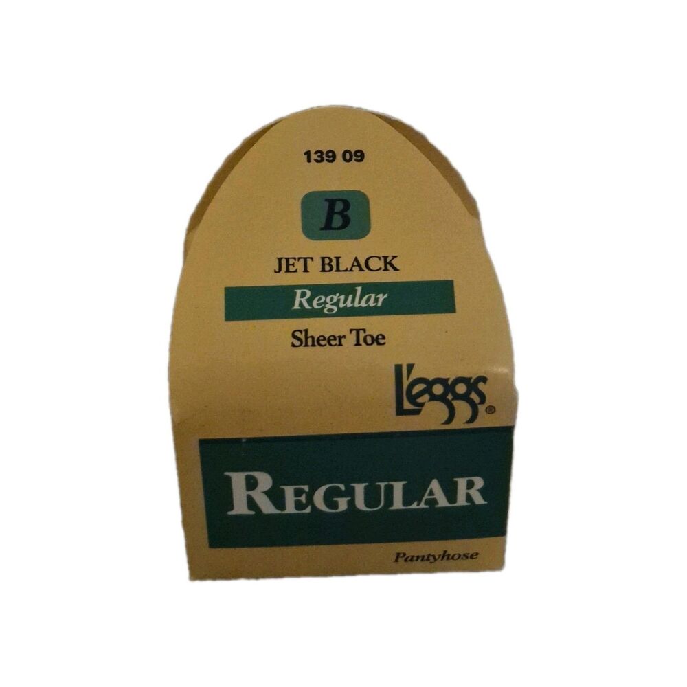 L'eggs Pantyhose Size B Jet Black Regular Sheer Toe Regular New Deadstock